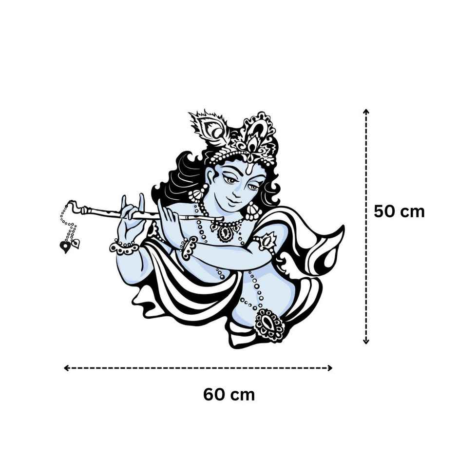Divine Vibes Laddoo Gopal Krishna With Bansuri Wall Sticker