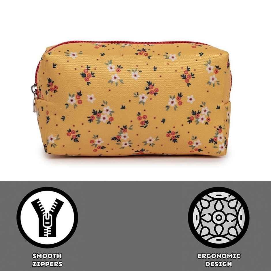 Qips Printed Zipper Cosmetic Bag Travel Accessory - Yellow