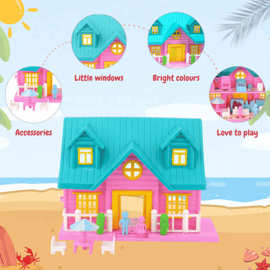 Toytales Pink Doll House | Play Set Toys For Girls | Gift For Girls | Birthday Gift