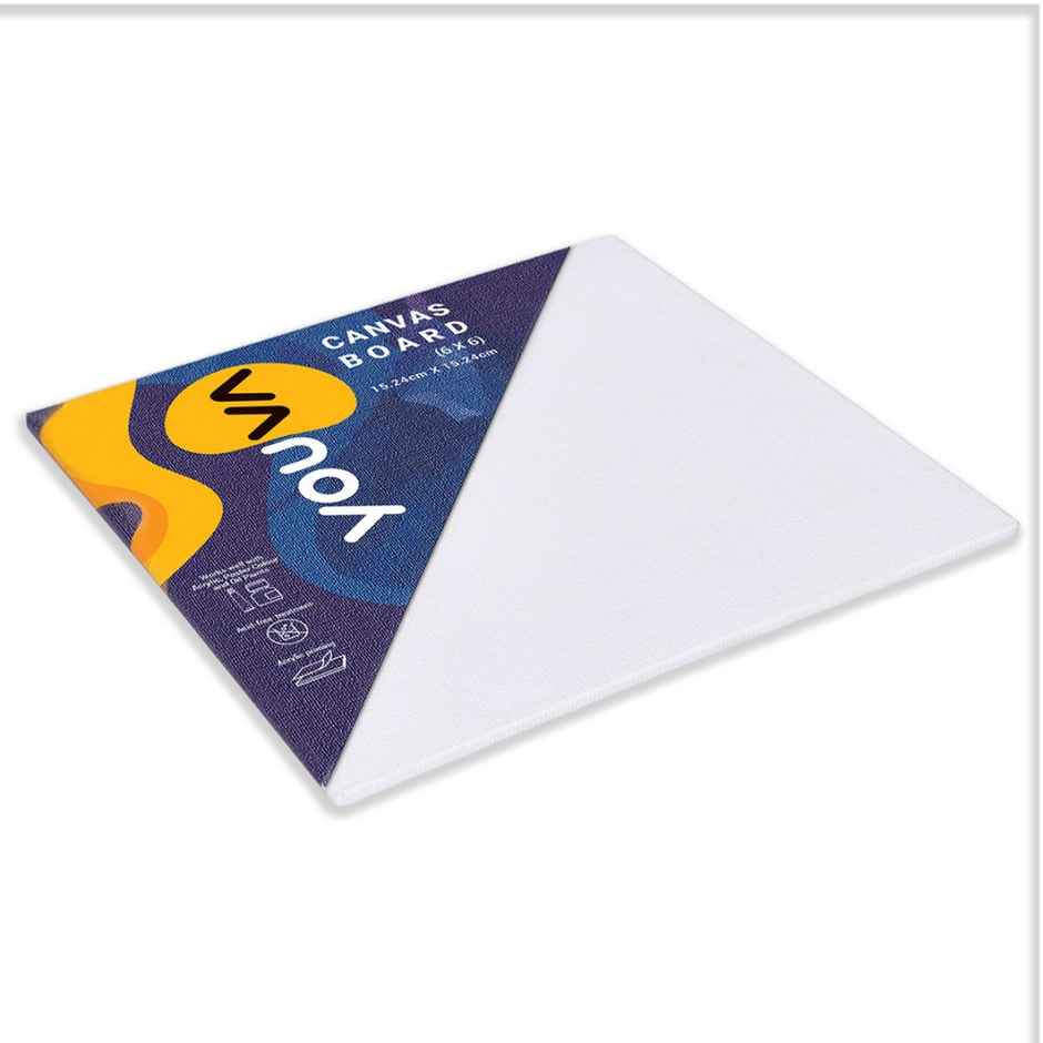 Navneet Youva Primed Canvas Board for Acrylic and Oil colour painting 6x6 inch