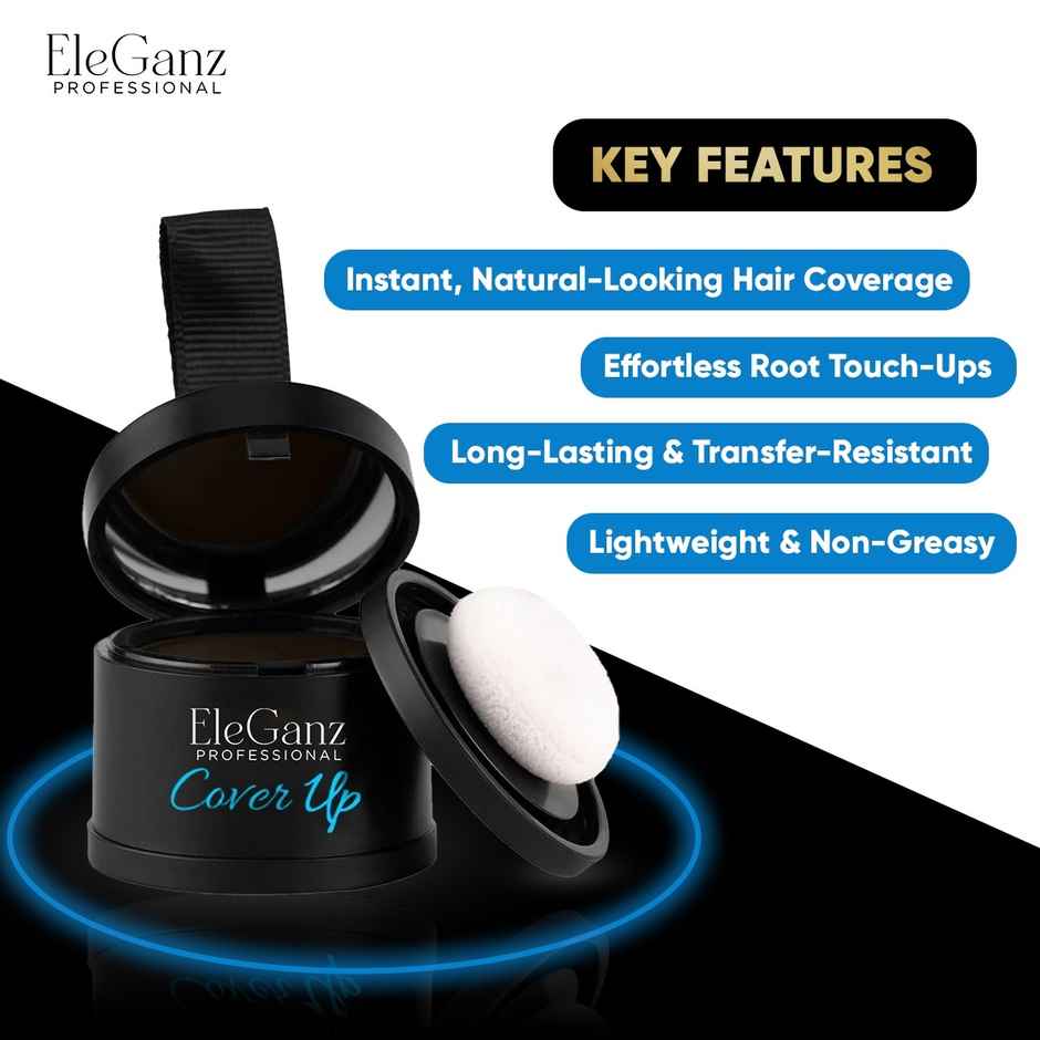 EleGanz Professional Cover-Up Hair Powder | Instant Root Concealer - Black