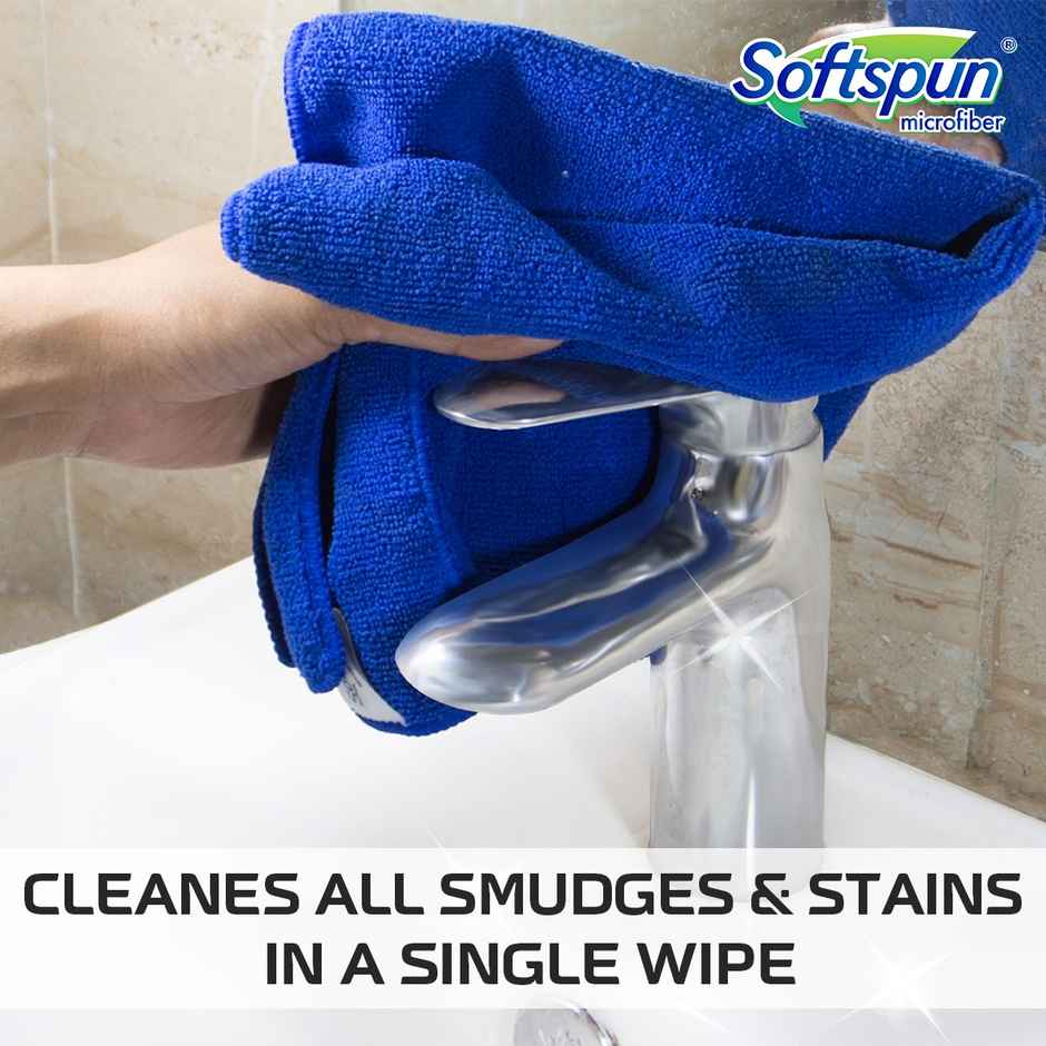 Softspun Microfiber Cleaning Cloths (340 GSM, 40x40cm, 4pc, Multicolor/Assorted)