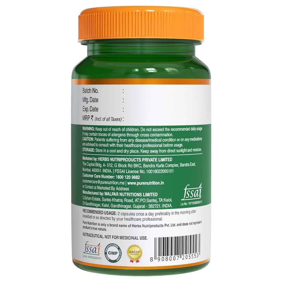Pure Nutrition Curcumin with C3 Complex Bioperine Amla & Sunthi Extracts - 60 VEG Capsules