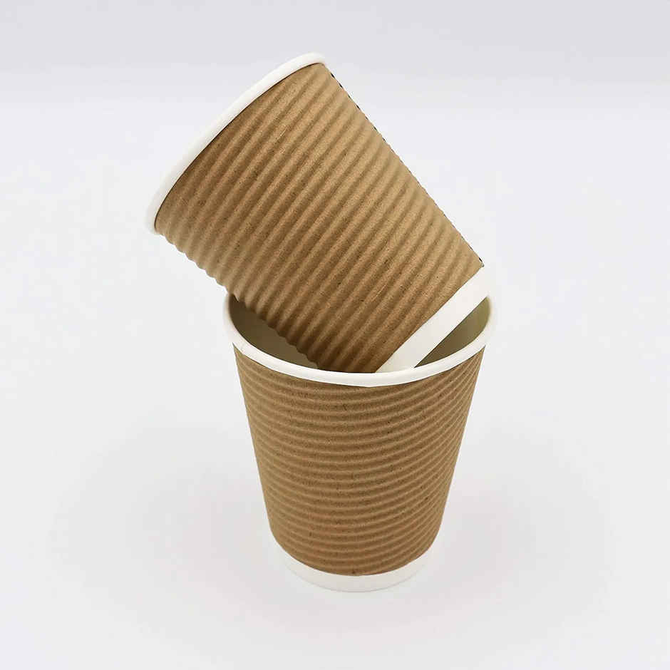 Disposable Rippled Paper Glass | 250 ml | Pack of 15 | Vinay Trading