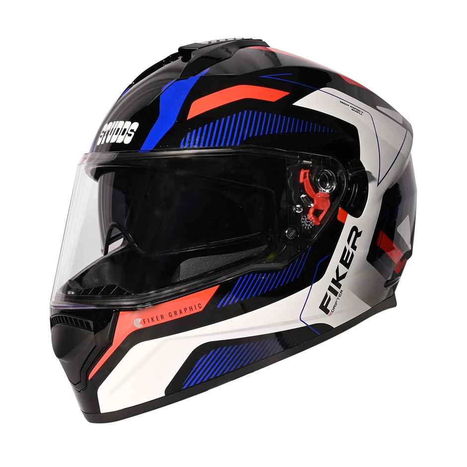 Studds Drifter Fiker ISI-DOT Certified Full Face Helmet | Dual Visor & Spoiler |Black N1 - L