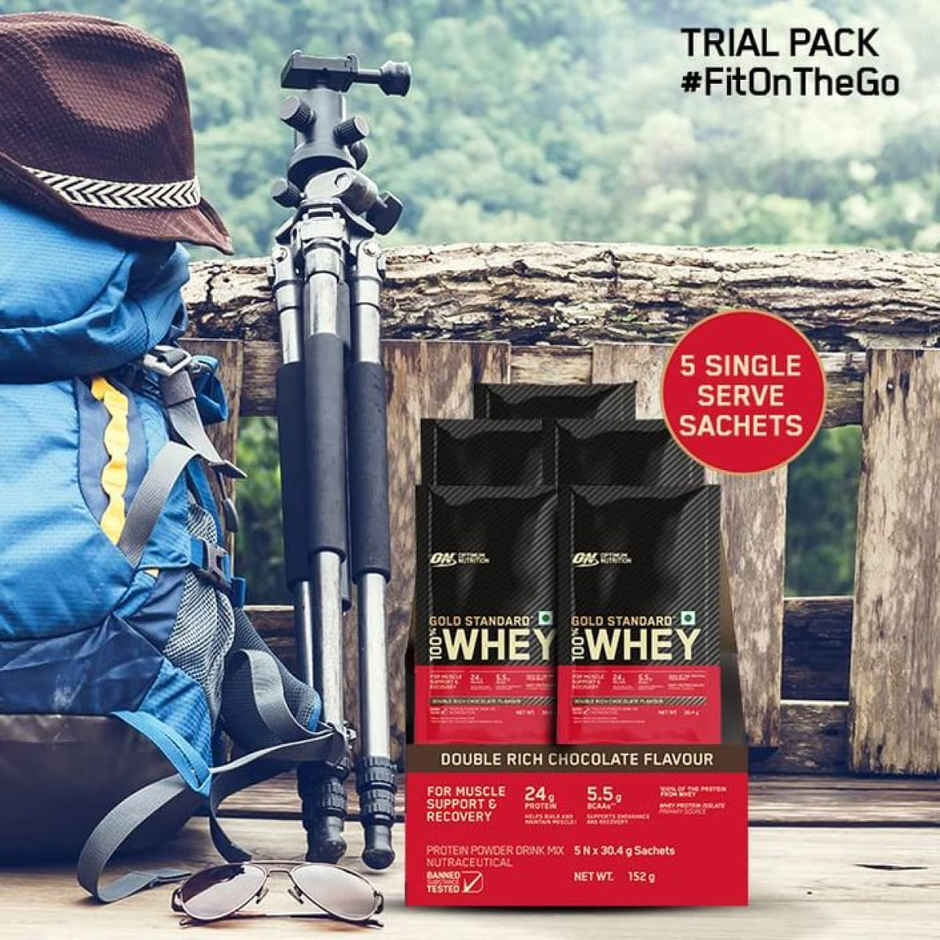 Optimum Nutrition Gold Standard Complete Whey Protein Powder Double Rich Chocolate (5 X 30.4g)