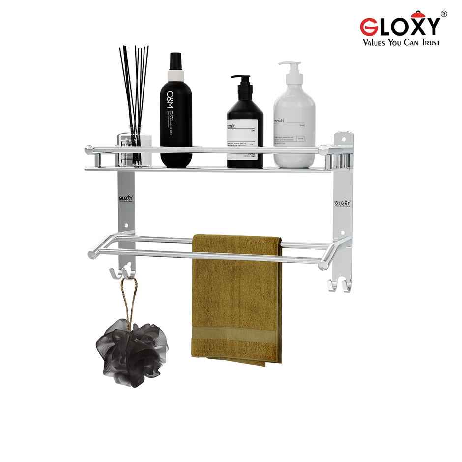 Buy Gloxy Stainless Steel Single Layer Shelf with Towel Rod, Shelf ...