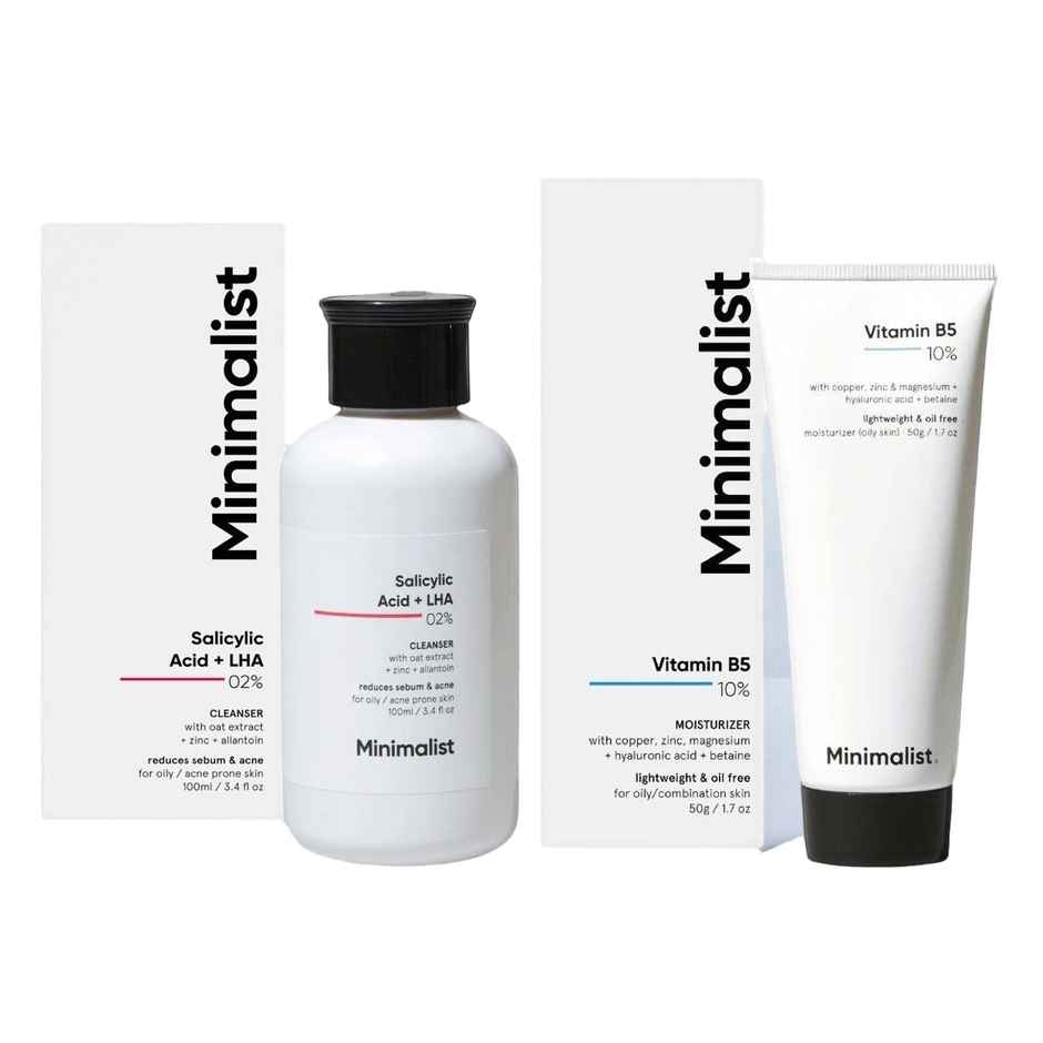 Minimalist 10% Vitamin B5 Oil-Free Face Moisturizer Gel(50gms) & Minimalist 02% Salicylic Acid + Lha Face Cleanser(100ml) Combo