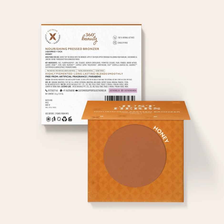 Just Herbs Non Patchy Pigmented Uplift Nourishing Pressed Bronzer - Honey