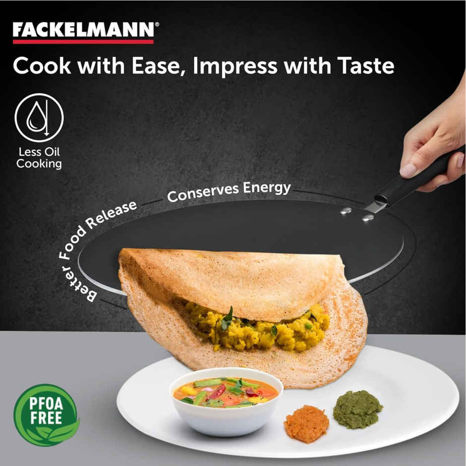 Fackelmann Quartz Nonstick Concave Tawa 28Cm, German Technology, Roti/Chapati/Paratha Tava