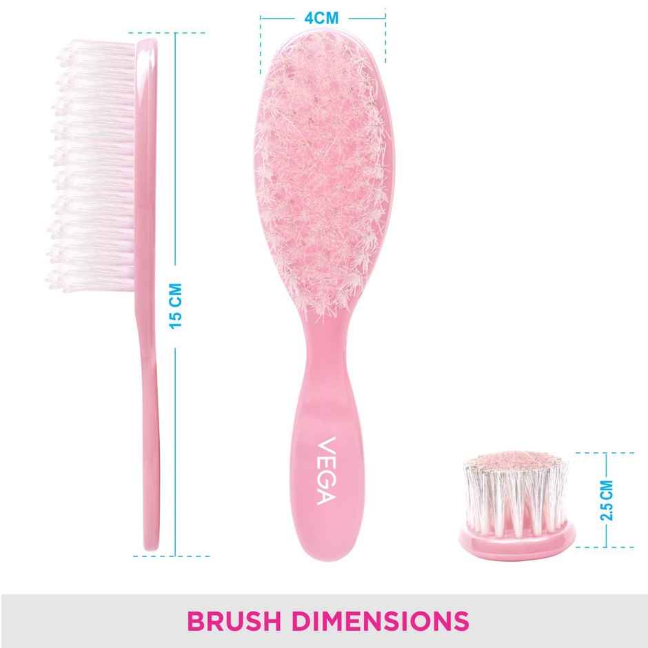 VEGA Baby Hair Brush and Comb Set with Natural Bristles for Baby Hair Grooming | 9959 | Assorted
