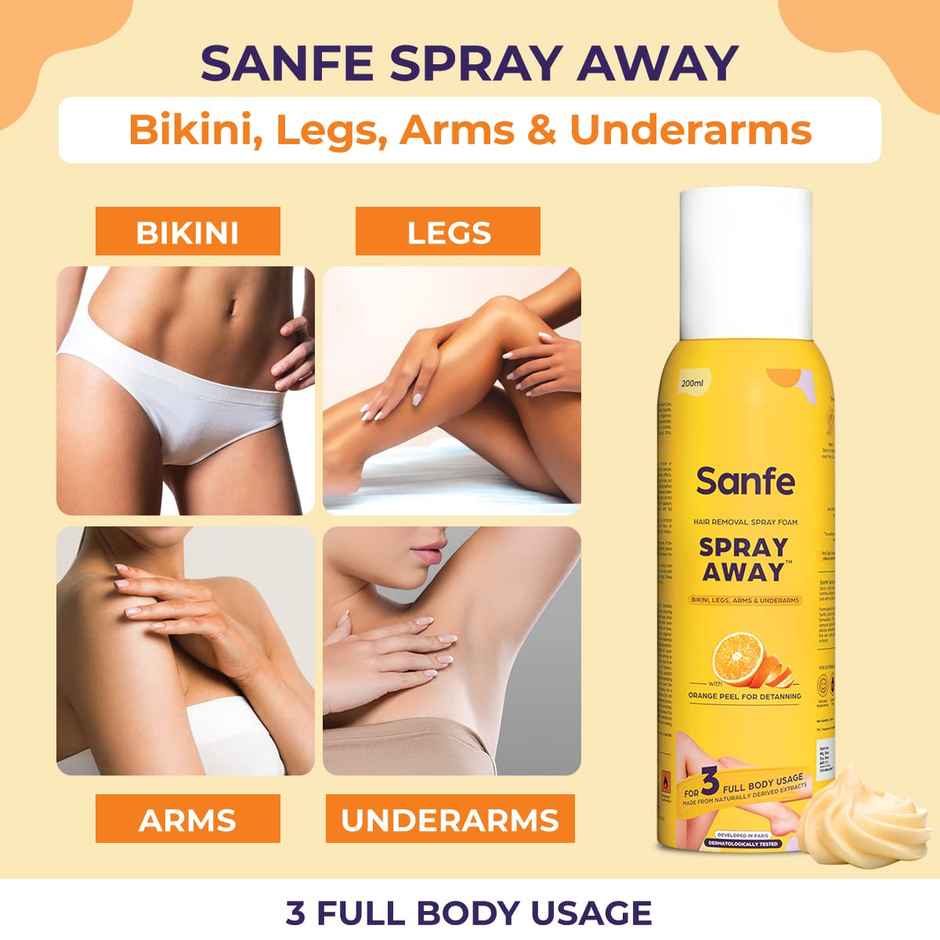 Sanfe Spray Away Hair Removal Spray 3 Full Body Usage