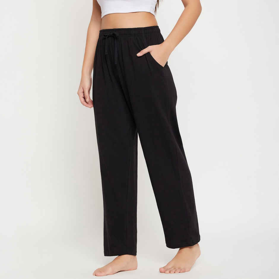 Clovia Women's Cotton Rich Pyjama | Black - M