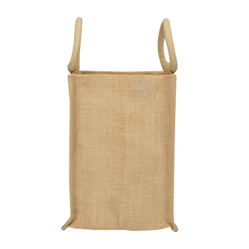 Jute Cottage Carry Bag - Spoon & Fork Print Zipper Lunch Bag | Eco-friendly | Natural | 10 x 10 x 7