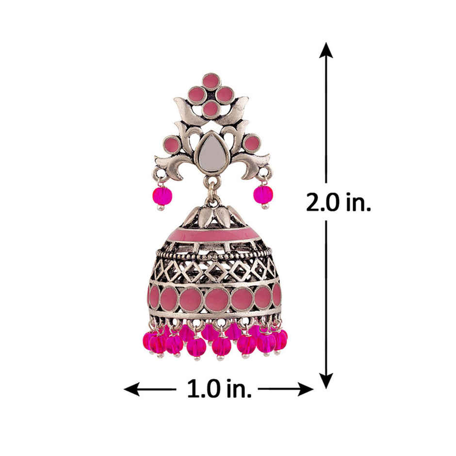 Voylla Rangabati Pink Embellisheds Jhumka Earrings