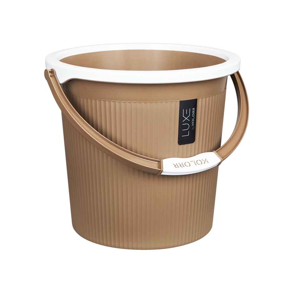 Kolorr Luxe Bucket | (Bucket 18L X 1) - Ratan Lt Brown| Bathroom Bucket | Strong Bathroom Bucket