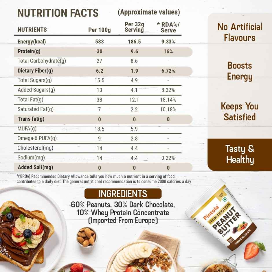 Pintola High Protein Dark Chocolate Peanut Butter - Creamy