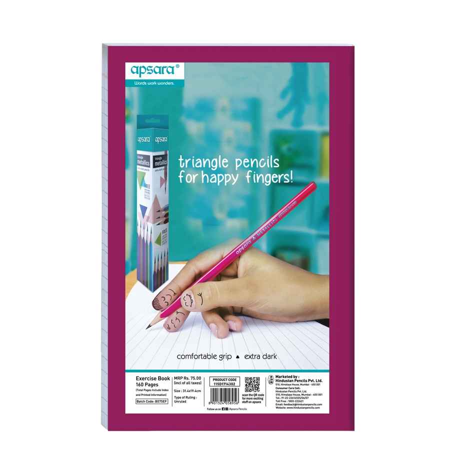 Apsara Ultraking Long Book | Kingsize Notebook | Assorted | 31.4 x 19.4 cm | 160 Pages