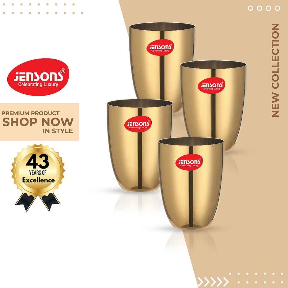 Jensons Pvd Lotus Glass 4 Pcs -gold