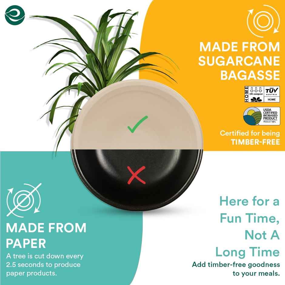 Round Disposable Bowl | 180 ml | 25 Count | Eco Soul