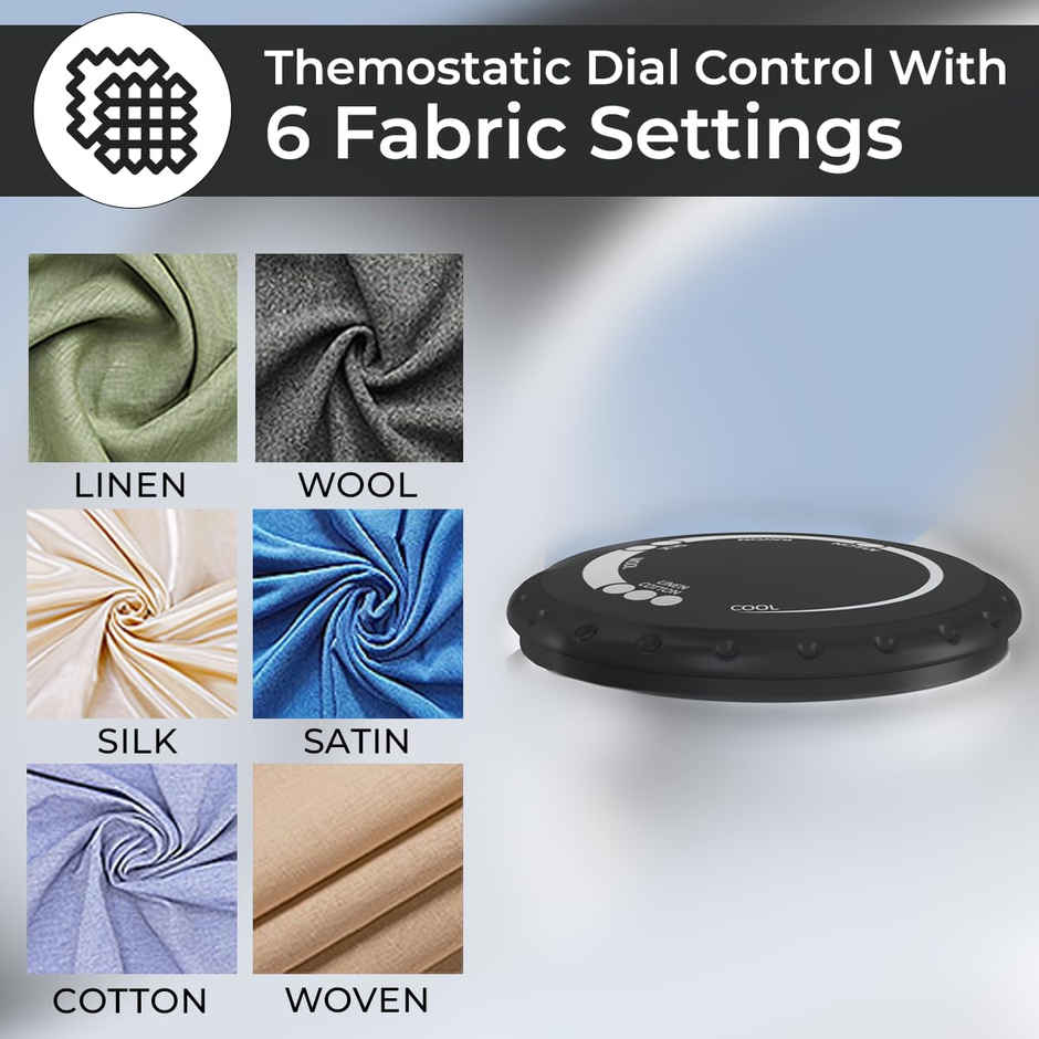 Crompton Cromyon 1000W Iron | Non-Stick Soleplate | 6 Fabric Settings | White & Black