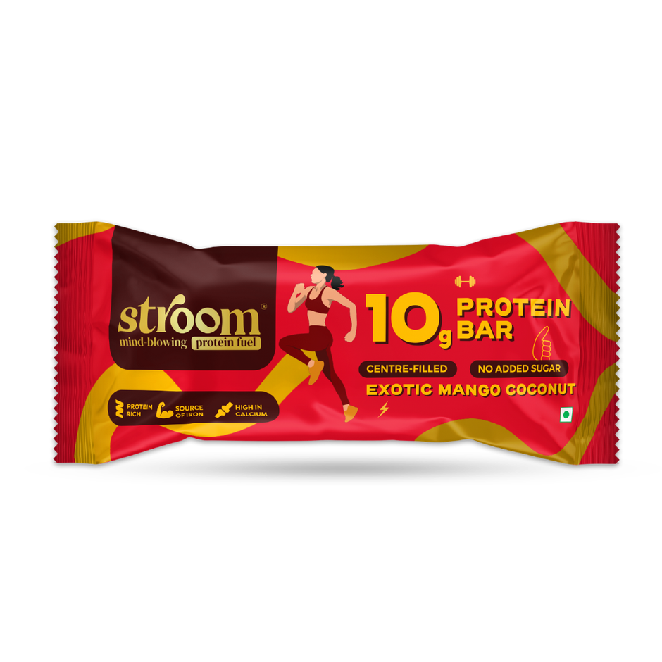 Stroom Berry White Chocolate 10G Protein Bar (45g) & Stroom Exotic Mango Coconut Protein Bars (45g) Combo