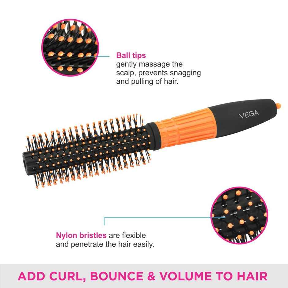 VEGA Round Hair Brush for Adding Curls| Volume and Waves in Hair| Men and Women|E15-RB