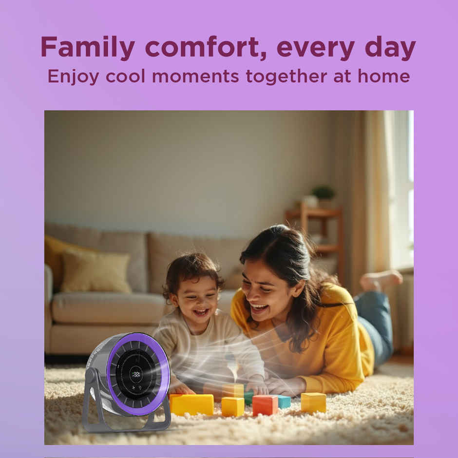 EcoLink Desk Dude Table Fan (Grey Purple) | USB Rechargeable