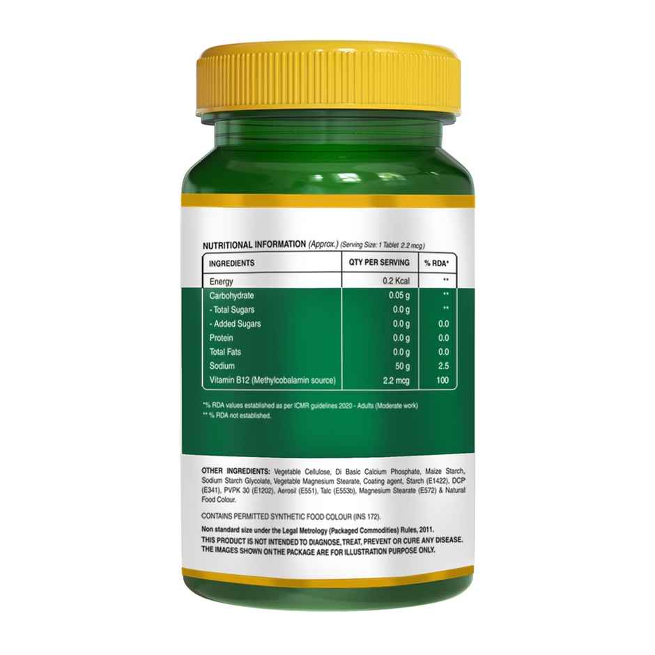 Pure Nutrition Vitamin B12 Methylcobalamin 60 VEG Tablets for Energy Immunity & Brain Health