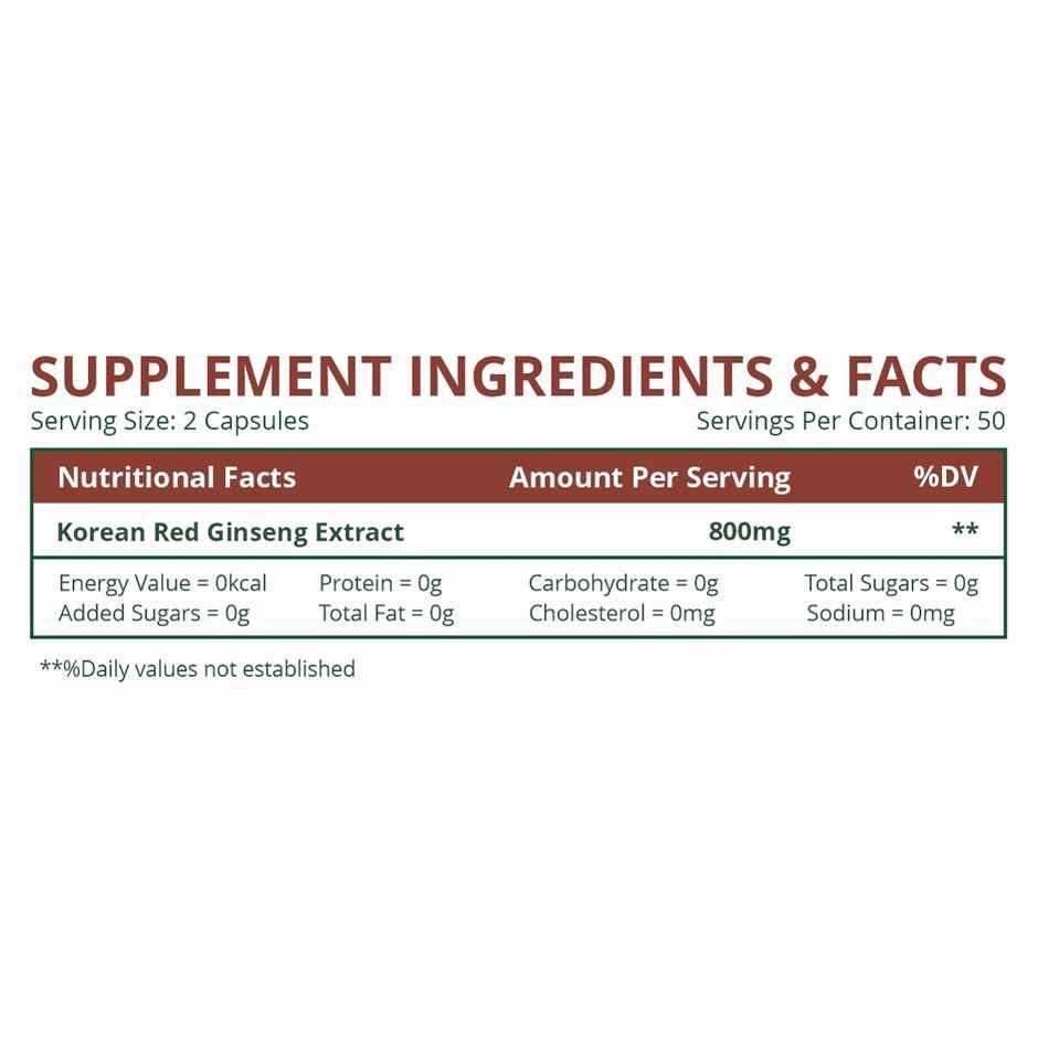 Himalayan Organic Korean Red Ginseng For Men 100 Capsules