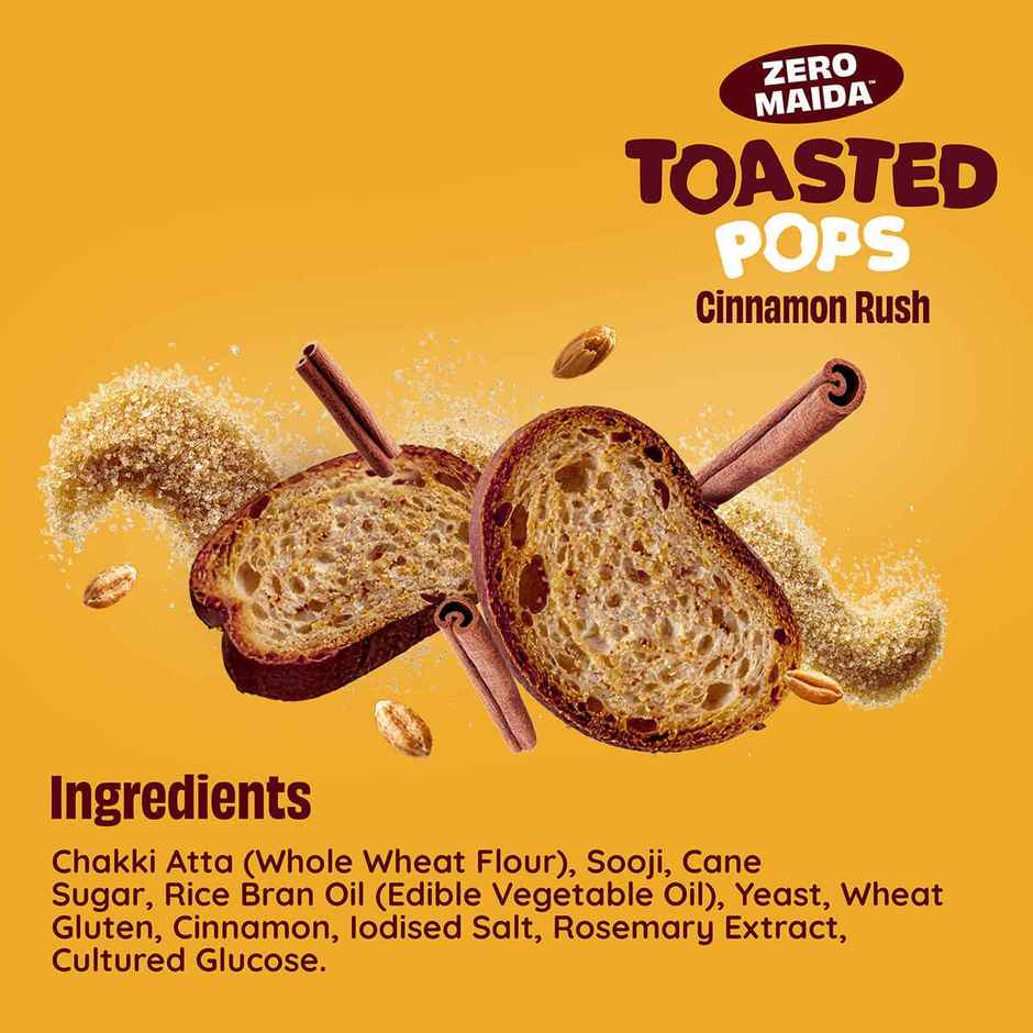 The Health Factory Toasted Pops Cinnamon Rush | Zero Maida | Baked Snack