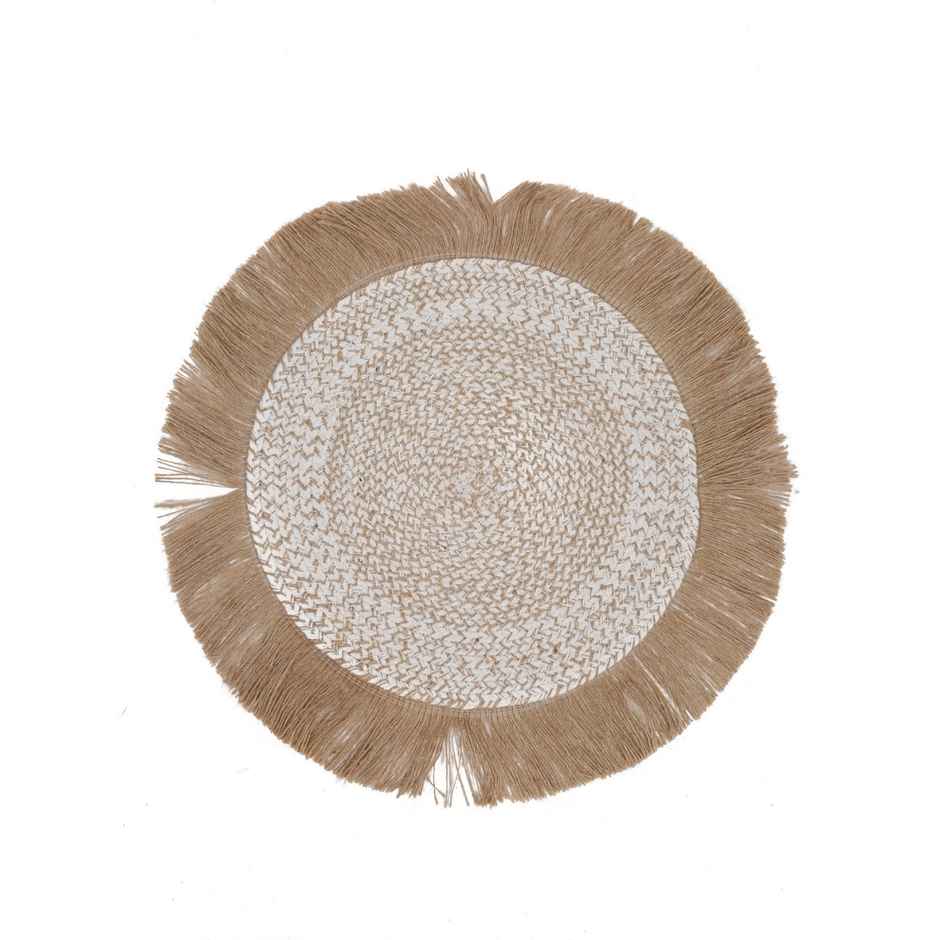 Hosta Homes Natural Jute Frilly Pattren Reversible Table Place Mats Pack of 6