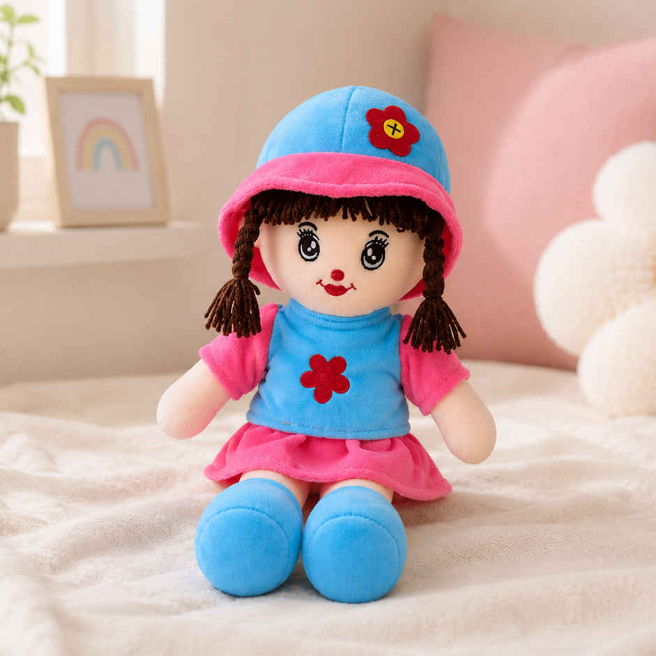 ToyTales Addie Girl Soft Doll Plush Toy for Girls | Cuddly Stuffed Toys | Birthday Gift for Kids | Orange | 35cm