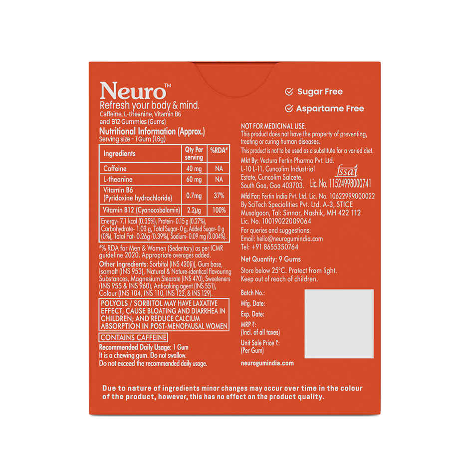 Neuro Energy and Focus Gums Blister Cinnamon
