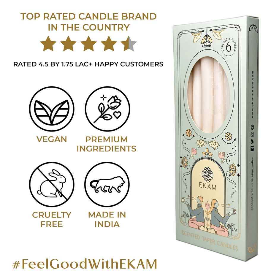 Ekam Scented Taper Candle Gift Set | White Colour