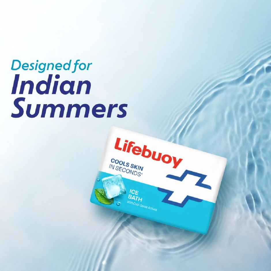 LIFEBUOY Ice Bath Soap Bar, with Menthol, Cool Sense Actives, 125g X 5, for Instant Cooling