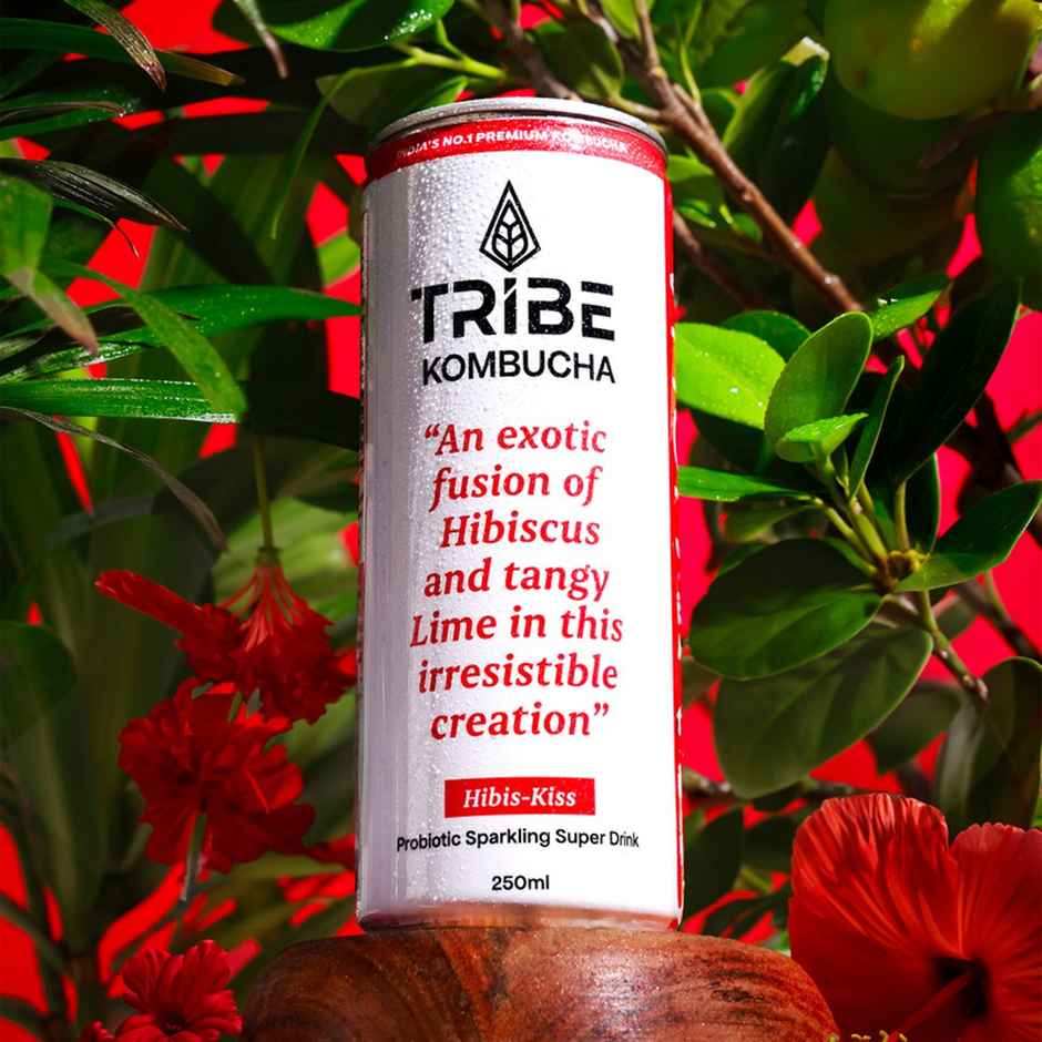 Tribe Kombucha Hibiscus Naturally Sparkling Probiotic Super Drink | Gut Friendly