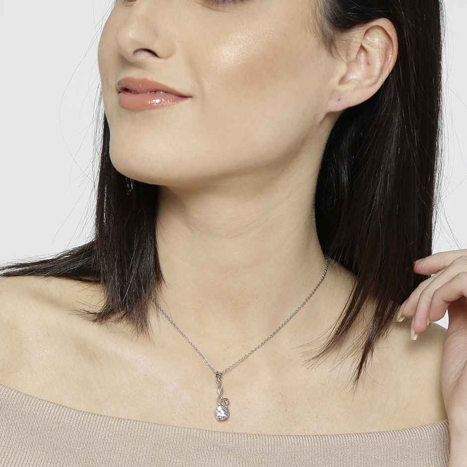 Carlton London Rhodium Plated with CZ Infinity Pendant with Chain | FJN1539