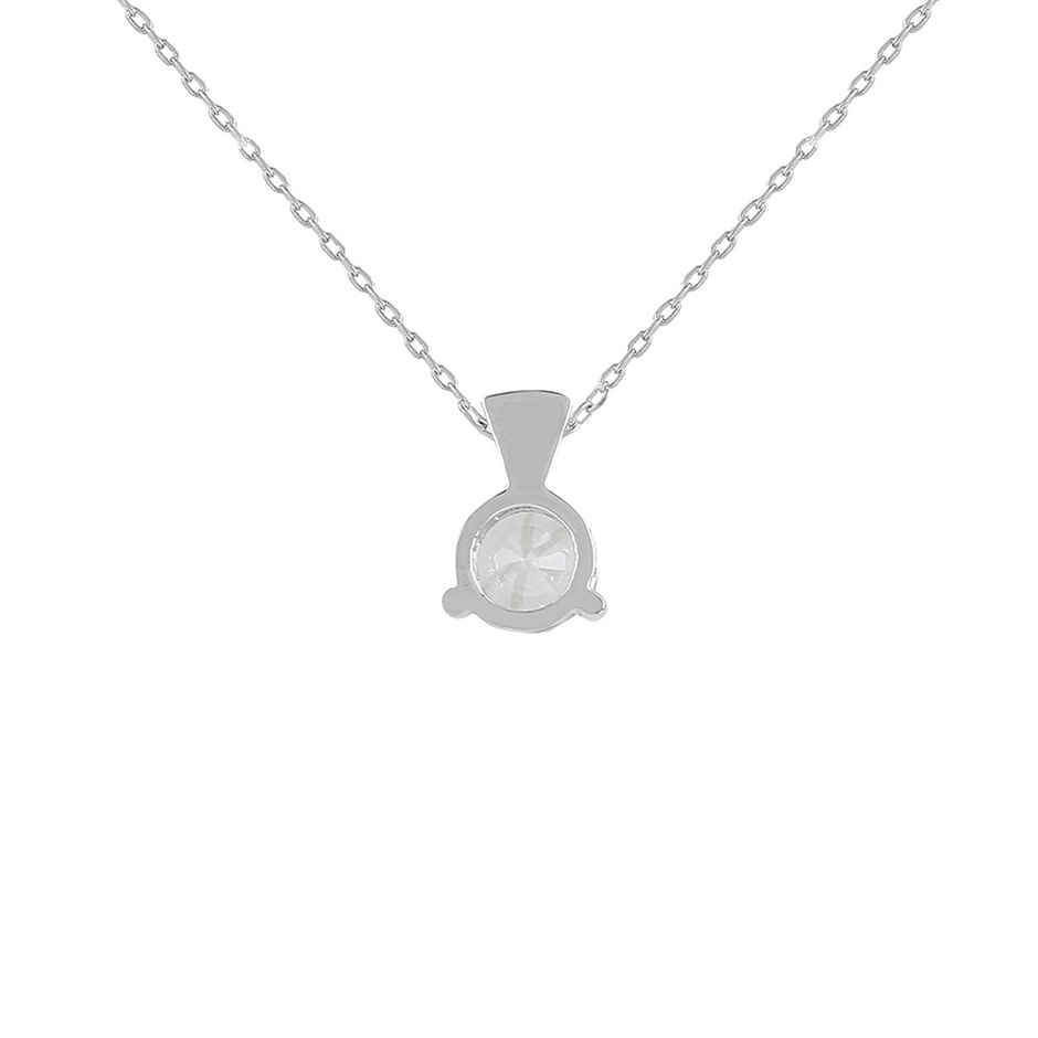 Voylla 925 Sterling Silver Cz Single Stone Pendant With Chain