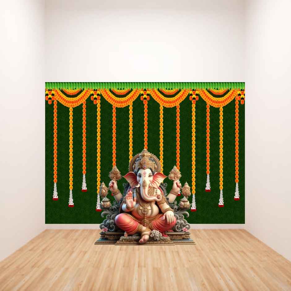 Gullak Festive Backdrop | 5 x 8 ft - Marigold Garland