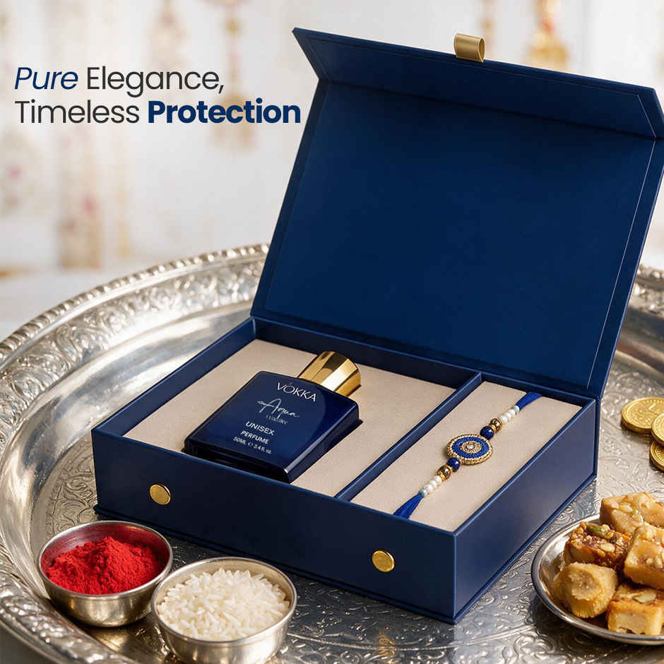 Vokka Raksha Bandhan Gift Set | Aqua Perfume & Premium Rakhi for Brother