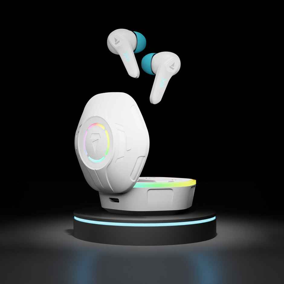 boAt Immortal 170 TWS Earbuds for Gaming with 40H Playtime, BEAST Mode & RGB LEDs - White Sabre