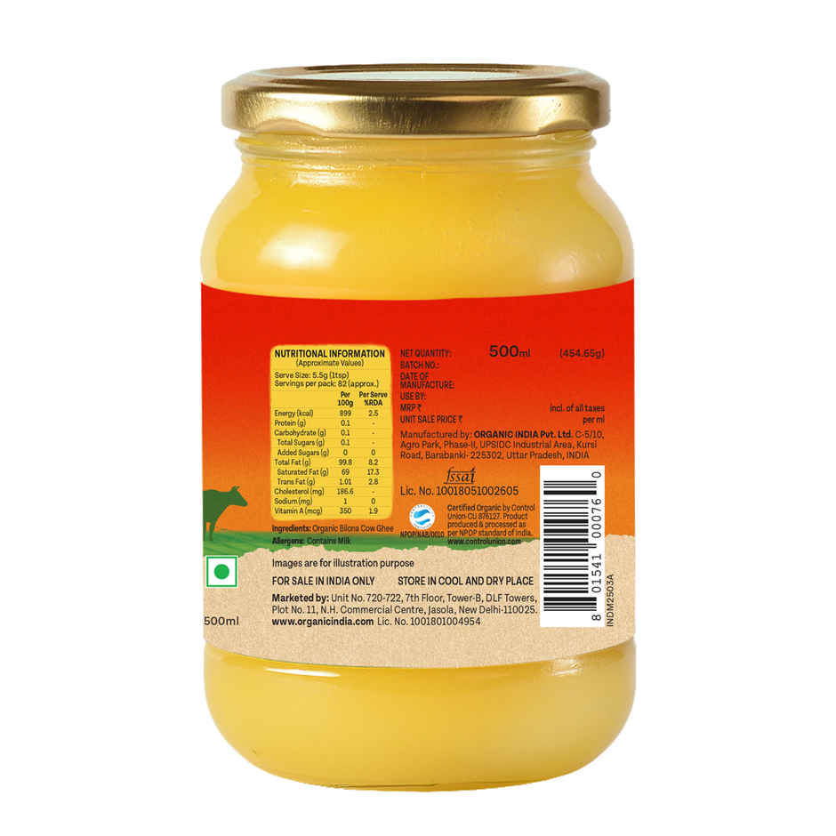 A TATA Product - Organic India Pure Bilona Ghee | Glass Bottle | Labs Tested on 250+ Parameters