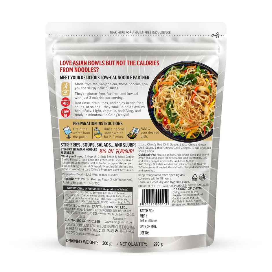 Ching's Secret Shirataki Noodles | Only 6 kcal per Serve, Low Calorie, Made from Konjac Flour 