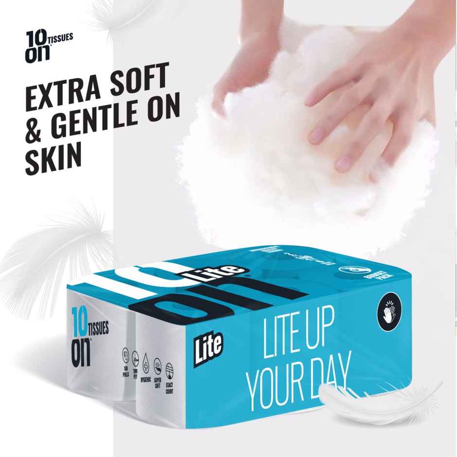 10On Lite 2 Ply Toilet Rolls | 180 Pulls Each | Pack of 6 Rolls