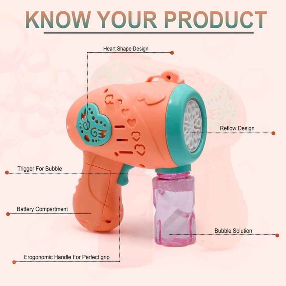 Fablue Multicolor Bubble Gun Toy For Kids - Automatic Bubble Machine - With 1 Bubble Solution