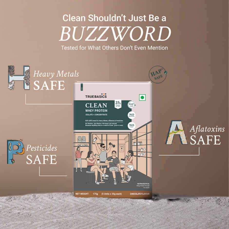 TrueBasics Clean Whey Protein Powder Isolate & Concentrate Blend (Chocolate )