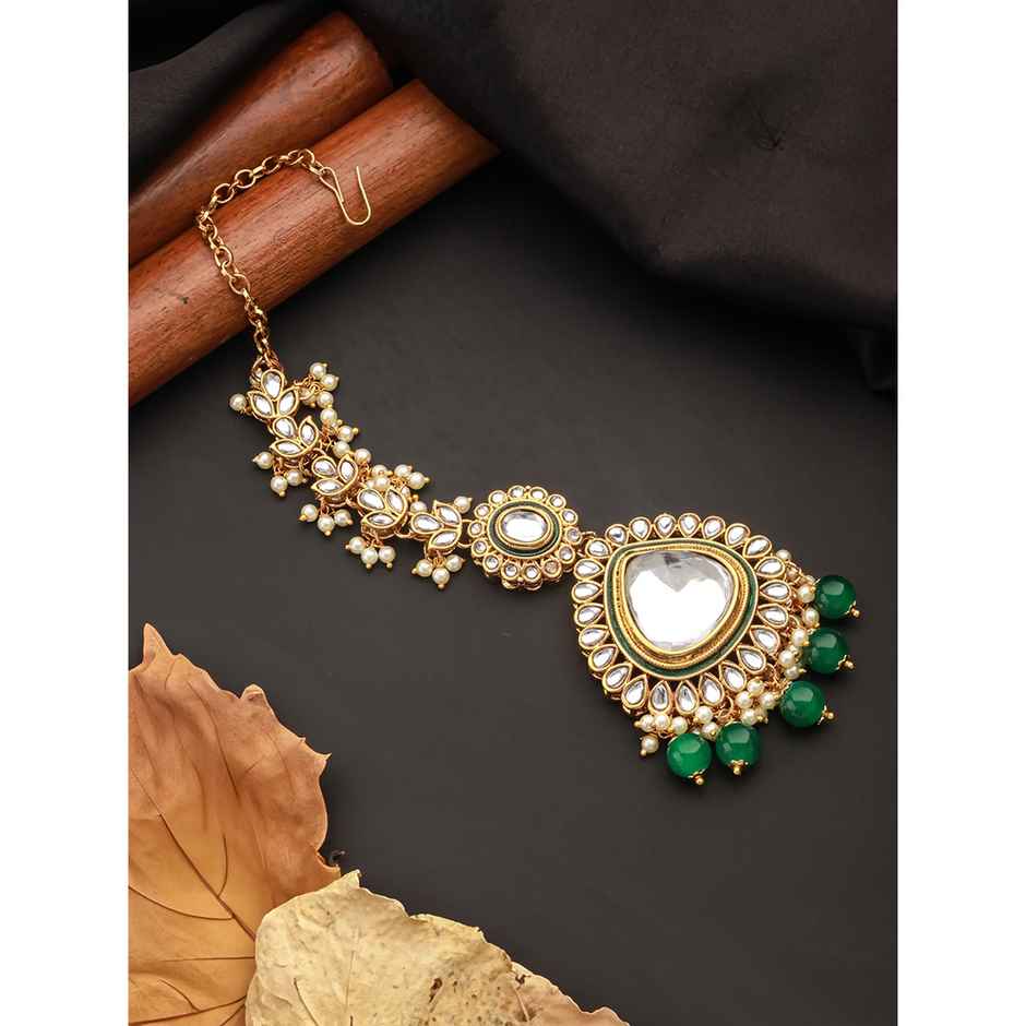Aatmana Gold-Plated Kundan Studded Maang Tikka Head Jewellery