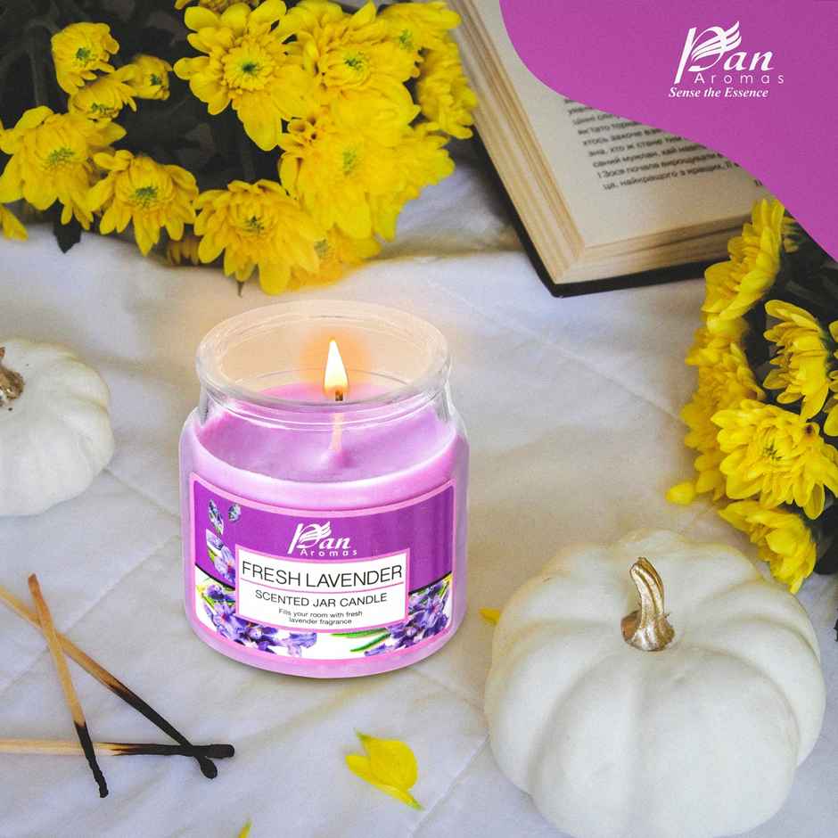 Scented Jar Candle With Lid | Fresh Lavender | Pan Aromas