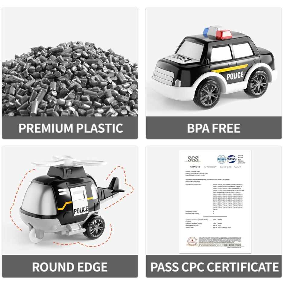 Kidology Police Truck Toy | Friction Car Set with Light & Music | Toddler Toy